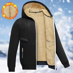 Men's Stylish Royal Blue Sherpa-Lined Hooded Jacket - Thick, Warm, and Zip-Up Winter Coat with Fleece Collar & Cuffs for Cold Weather, Winter Clothes��Men's fashion full-zip hoodie jacket, suitable for casual, sports, fitness and outdoor activities.