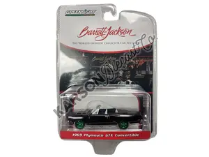 CHASE 1969 Plymouth GTX Convertible (Lot #1370.1) - Black w/ White Interior (Barrett-Jackson) Series 9 Diecast 1:64 Scale Model - Greenlight 37250D