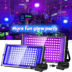 144/96 LEDs more dazzling black light blue & purple, USB plug, easy installation, blue and purple light used together, decorate a cooler party, Blacklight for Glow Party, Fluorescent Poster, Body Paint, Halloween Decorations, Bedroom, Stage