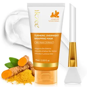 ikzee 75ml Turmeric Collagen Sleeping Mask, Moisturize, Hydrating, Moisturizing, with silicone brush, formulated with turmeric to even out skin tone, brighten the complexion, deep hydration for all-night nourishment