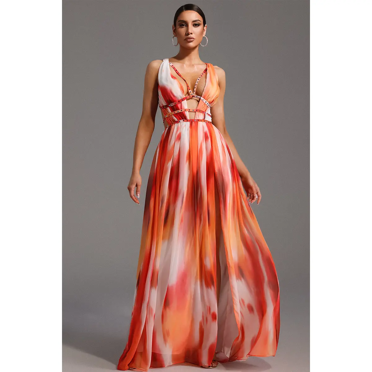 BellaBarnett Ierra Sleeveless V-Neck Diamond Maxi Dress