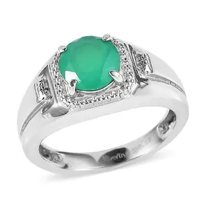 EverTrue Verde Onyx 1.80 ctw Men's Ring in Stainless Steel (Size 10.0)