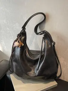 Casual retro high-quality college style backpack, niche fashion multifunctional tote bag, large capacity shoulder messenger bag with two carrying methods, suitable for students and office workers commuting, Casual Commuter Bag, Casual Messenger Bags