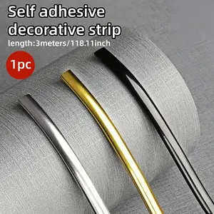 3Meters/118.11 Inches, Self-adhesive Decorative Sealing Strip, Self-adhesive Background Wall Ceiling Decorative Strip, PVC Sealing Strip, 3D Decorative Line, Ceiling, Background Wall Edge Strip, Flexible Decorative Strip, Home Beauty Seam Strip