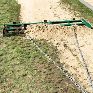 LANDZIE Drag Harrow Driveway Grader Landscape Power Rake for ATV, UTV, Tractor, Mower - 6 Ft Reinforced Steel (Two 3 ft Sections) - Tow Behind Yard Lawn Leveling Tool with 4 Ft Heavy Duty Chain