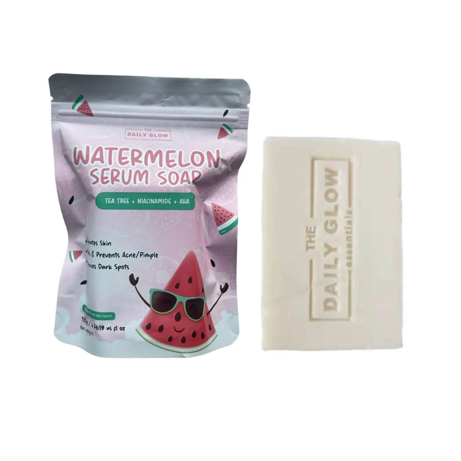 The Daily Glow Essentials Watermelon Serum Soap, 135g The Daily Glow Essentials Watermelon Serum Soap, 135g