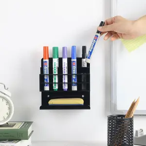 Black Acrylic Whiteboard Accessories Rack, Wall Mounted Dry Erase Marker Holder and Eraser Tray