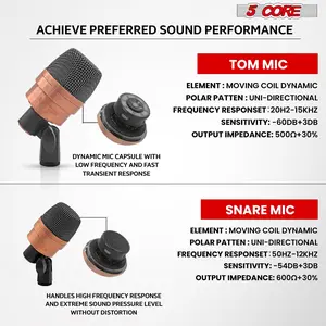 5 Core Tabla Mic Indian Instrument Microphone Set for Bayan Dayan Dholak Mic for Studio Stage Temple