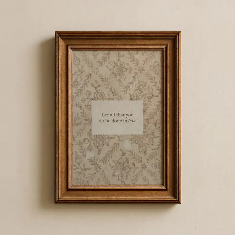 Let All That You Do Be Done in Love Bible Verse Wall Art Vintage Christian Scripture Print Farmhouse Home Decor Faith Poster for Living Room Bedroom Entryway (Unframed)