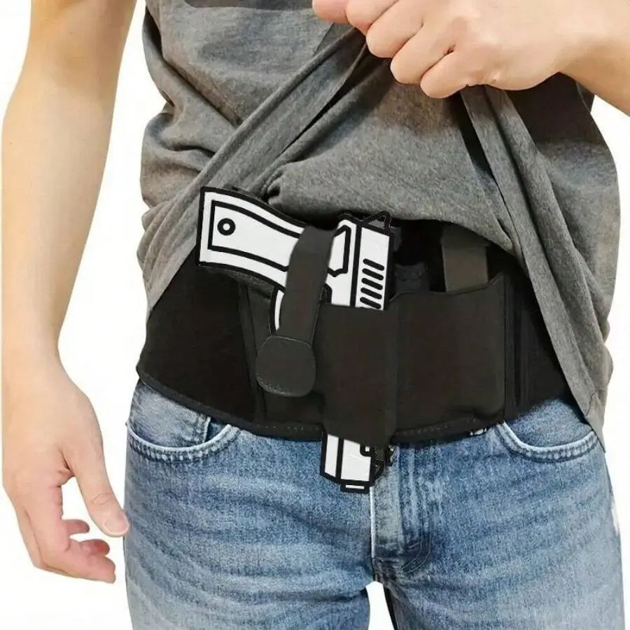 Universal Belly Band Holster for Concealed Carry, Tactical Elastic Polyester Gun Belt for Men & Women, Right-Hand Draw, Universal Holster