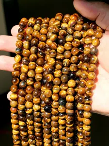 Natural Tiger Eye Round Beads, Available in 4/6/8/10mm Sizes, Premium Natural Stone Loose Beads, Perfect for DIY Jewelry Making and Craft Projects, Ideal Gift for Creative Enthusiasts.