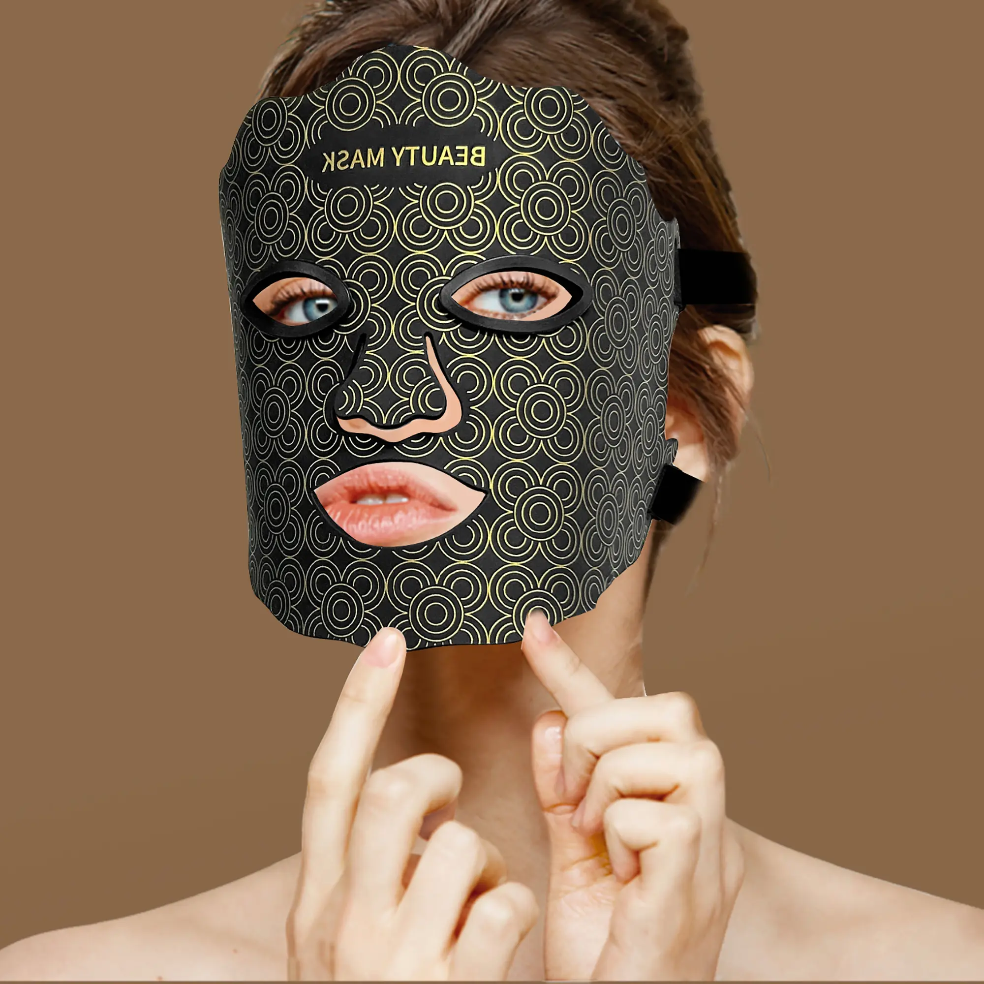 AYYHG 7-in-1 Rechargeable Red Light Therapy Mask for Face & Neck, 850nm NIR LEDs, Anti-Aging, Skin Firming, Radiant Boost, Black Facial Beauty Device for All Skin Types, Skin Repair