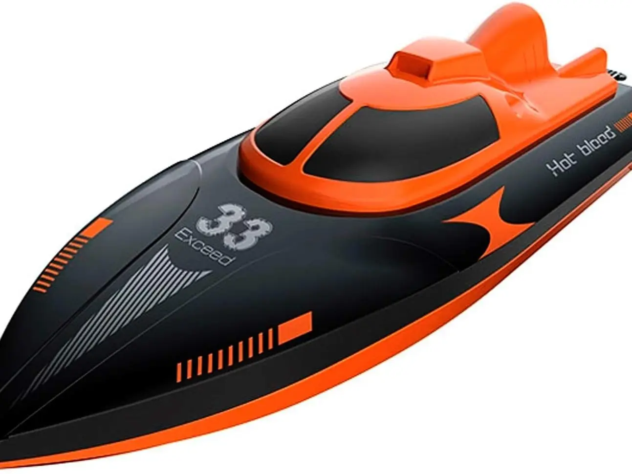 Exceed-33 2.4GHz Spread Spectrum RC Racing Boat - 20kmph High Speed Yacht, 370 Type Features, Capsize Recovery, Rechargeable Battery, 13.9"l x 3.6"w x 3.5"h, 2.4GHz Trigger Remote Controlled Electric Watercraft for Adults, Outdoor Pool Lake Use