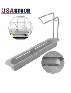 Kitchen Sink Rack Shelf Sponge Drain Expandable Storage Basket Holder
