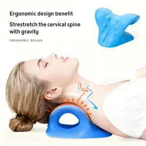 Neck Stretcher Cervical Traction Pillow – Neck Hump Corrector & Neck Shoulder Relaxer for Muscle Tension, TMJ Pain Relief & Posture Support (Blue)