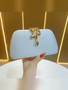 New Elegant Women's Snake Buckle Evening Bag, Chain Crossbody Party Handbag, Minimalist Design, All Seasons Fashion Accessory