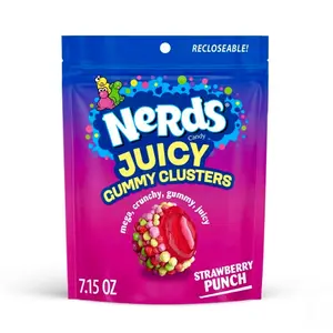 Juicy Gummy Clusters, Strawberry Punch, Juicy and Gummy Candy, for Snacking and Sharing, 7.15 oz Stand Up Bag
