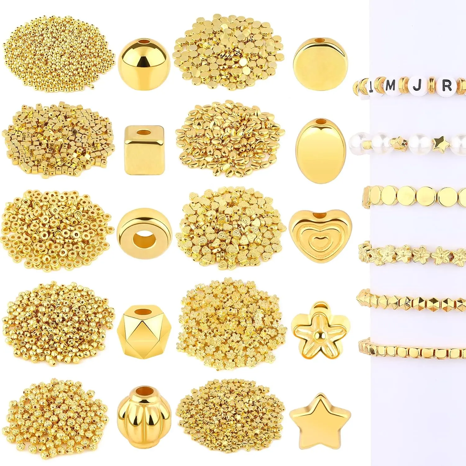 1500 count 10 Styles  Spacer Beads Assorted  Making Loose Beads for DIY Bracelet Necklace Earring Craft Making