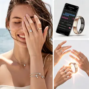 Ultra Slim Smart Health Ring, 24/7 Heart Rate Blood Oxygen SpO2 HRV Stress Sleep Tracker, Women Menstrual Cycle Monitor, Multi Sport Activity Tracker, Bluetooth Remote Selfie & TikTok Gesture Control, IP68 Waterproof Fitness Smart Ring for iOS Android