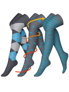 3 Pairs Knee Thigh High Compression Stockings Over the Knee for Women Men Long Socks Athletic Socks 15 - 20 mmhg Circulation Socks Blood Flow Issues Running Pregnancy Sport Gym Medias para la Mujer Medical