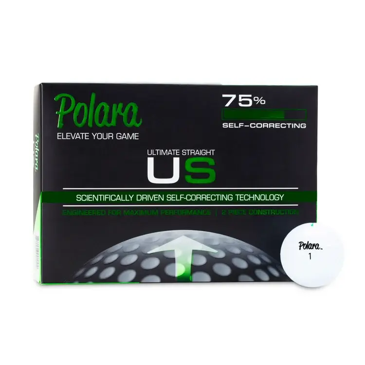 Polara Golf Ultimate Straight Golf Balls -- 7.2 oz, 12 Pack Self Correcting Anti Slice & Hook Golf Balls, Up to 75% Hook and Slice Reduction, 2 Piece Construction, 386 Dimple Design, Alignment Arrow, Recreational Golf Practice