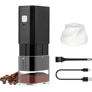 Portable Electric Coffee ,Adjustable Conical Burr Coffee Bean Mill,-Button  with USB Rechargeable,Auto-Stop for Espresso to  Press,for Outdoor Use(Black)
