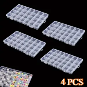 4 Pack 28 Grids Bead Organizer, Craft Organizers and Storage, Acrylic Organizers, Plastic Bead Organizer Box for Crafts Organizing Storing