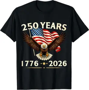 Men's 250th Anniversary USA Patriotic Eagle T-Shirt American Flag 4th of July 2026 Tee 250 Years Birthday Classic Fit Short Sleeve Shirt - Casual