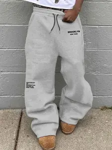 Men's Letter Waistband Sports Pants, Urban Culture Casual Comfortable Pocket Trousers, All Seasons Men's Pants for Daily Wear, Letter Patched Sweatpants