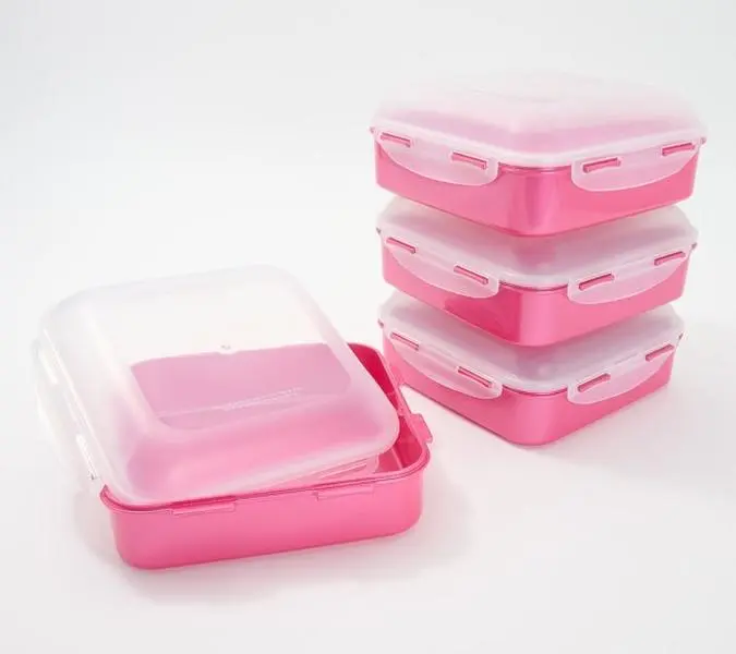 LocknLock Set of 4 Square Storage Containers with Dome Lids LocknLock Set of 4 Square Storage Containers with Dome Lids