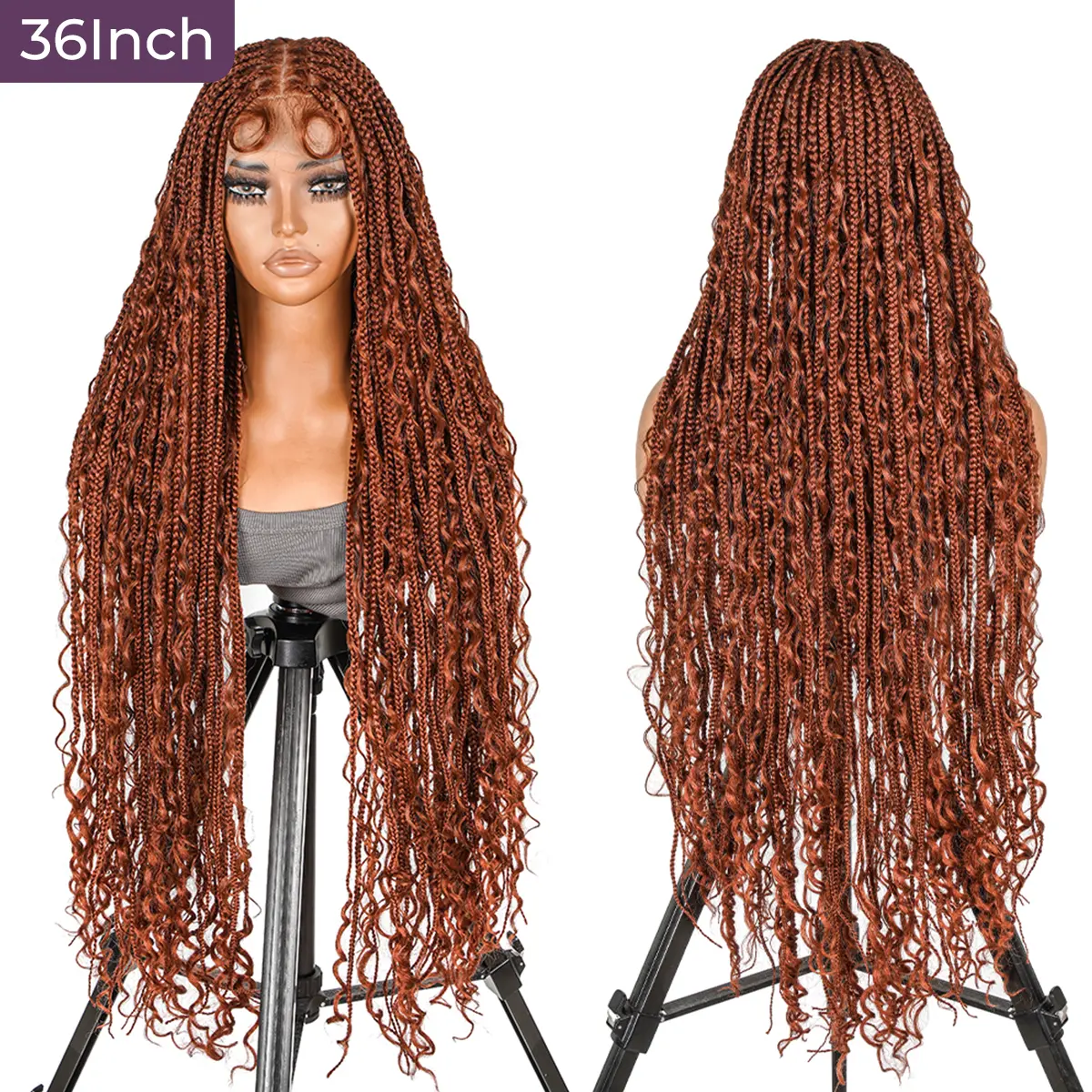 SuperNova #350 36” Bohemian Box Braided Wig - Full Lace, Premium Synthetic Fiber | Wavy, Lightweight & Comfortable | Perfect for Any Occasion #SummerVibes