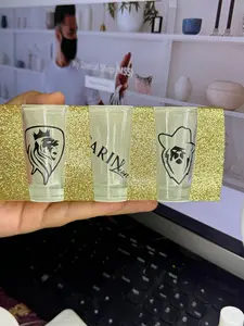 Carin Leon Shot Set | Set of 3 | Gold | Glitter | Mexican Singer | 1.5 oz
