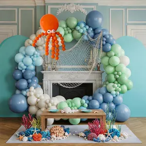 176pcs Ocean Theme Balloon Arch Set, Blue Sand Balloons, DIY Octopus Shape, Perfect for Kids Birthday Party, Summer Beach Party