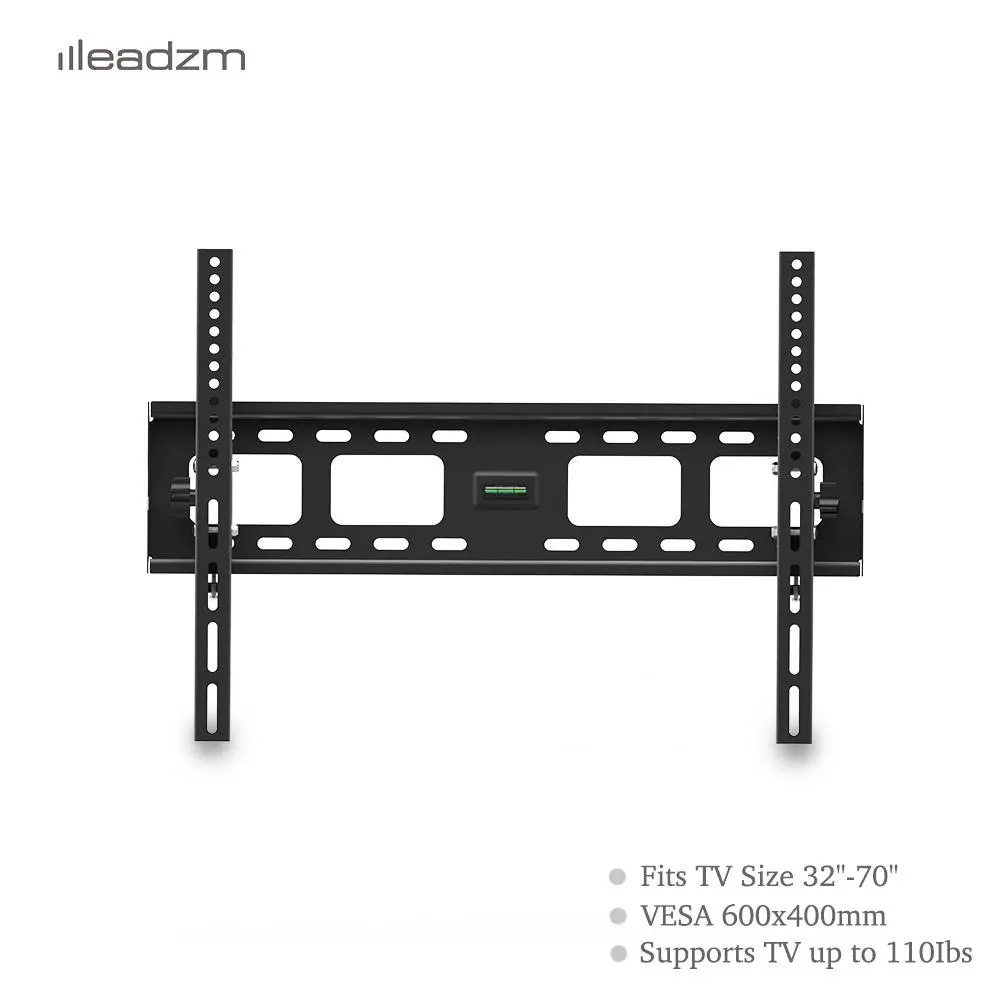 LEADZM TMW600 TV Wall Mount Bracket - 32-70 Inches Flat Tilting, High Temperature Paint, 600x400mm Steel Plate, Spirit Level, Easy Installation TV Stands & Wall Brackets, 50kg/110lb Capacity, Living Room