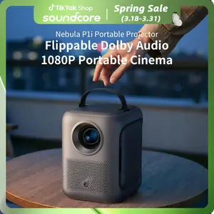 Nebula P1i Portable Projector with WiFi and Bluetooth by soundcore, Flippable Design, 1080P FHD, 380 ANSI Lumens, Auto Focus/Keystone, All-Glass Lens, Built-in Speaker