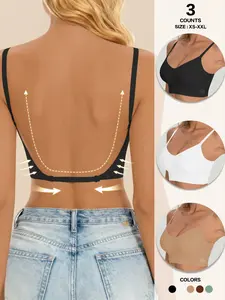 Women's Seamless Smooth Backless Bra, Multi-Strap Convertible Strap Wireless Push-Up Bra, Suitable for Wedding Dresses and Party Gowns, Adjustable Strap Bra