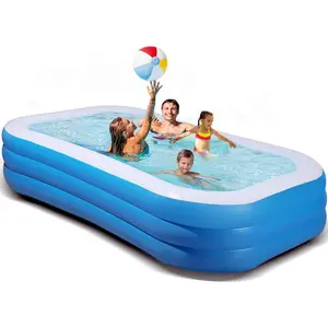 Full-Sized 103 x 69 x 24 Inch Inflatable Swimming Pool, Blow Up Above Ground Pool for Family and Kids, Ideal for Outdoor Backyard Water Play