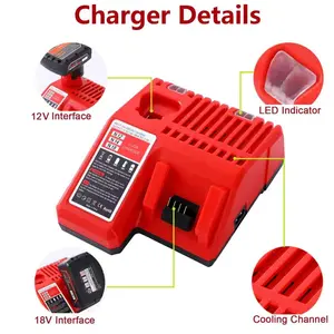 12V & 18v Multi-Voltage Battery Charger, Compatible with M-W-Kie 12 Volt and 18 Volt Xc Lithium-Ion Batteries, Replacement for M-W-Kie 12V/18v