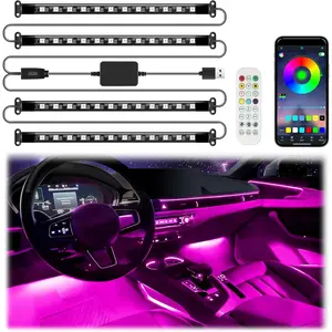 Interior LED Lights with App Control, RGB Lights with DIY Mode and  Mode, 2 Lines Design and  Remote Control,  Accessories for Women