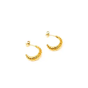 Noa Hoops - 1" Gold Plated Earrings with Surgical Steel Post for Women