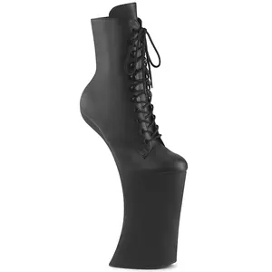 Women's Lace Platform Boots, Forbidden-1020 Footwear with Black Vegan Leather