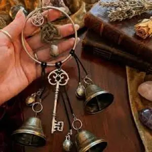 Retro Witch Doorbell Creative Handmade Metal Doorbell Door Handle Hanging Decoration Home Window Sill Hanging Pendant