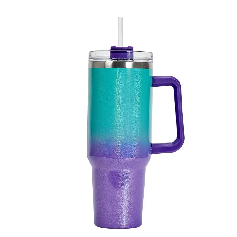 Large Capacity Double-layer Stainless Steel Vacuum Insulation Cup - Rainbow White - Bottle, Drinkware Flasks Gradient