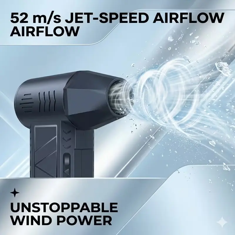 3-in-1 Portable Turbo Air Duster, 110000RPM Cordless Electric Air Blower & Vacuum Cleaner with LED Flashlight, USB Rechargeable Handheld Compressed Air Duster for Keyboard Car Home Outdoor Camping Dust Extractor Dust Buster Hand Vacuum