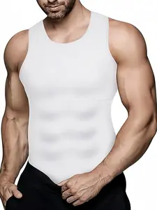 1 Count Men's Slimming Compression Shirt, Compression Fit, Body Shaper Workout Corset, Gynecomastia Tummy Control Undershirts, Workout Tank Tops Abs Undershirts, Body Shaper Vest, Suitable For Training Or Sports, Activewear Athletic