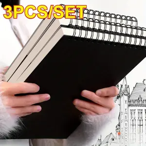 Set of 3 Sketchbooks with Top Spiral Binding, Each Containing 40 Sheets of Acid-Free Paper, Ideal for Beginner Artists. Perfect As Gifts for Halloween Or Christmas, Measuring 5.82 Inches by 4.13 Inches.