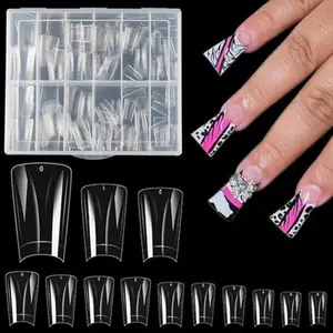 Duck Nails Tips, 120Pcs Clear Short Duck Feet Nail Tips, Soft Nail Tips for Acrylic Nails Professional, Half Cover Duck Tips, Y2K Press On Nails, Nail Salon Supplies