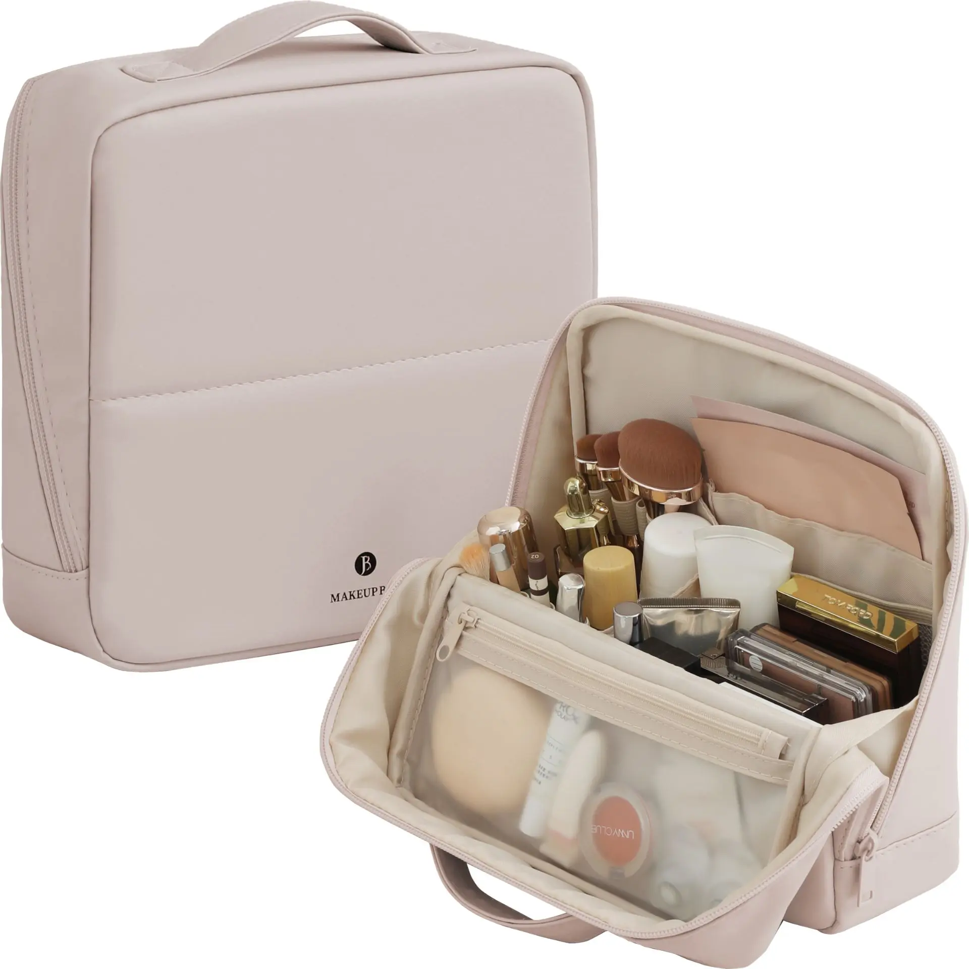 Minimalist Travel Makeup Bag, Waterproof Vanity Case for Beauty Essentials