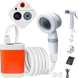 Portable Camping Shower Outdoor Camp Shower Pump,Upgrade Rechargeable Electric Shower Pump with ...