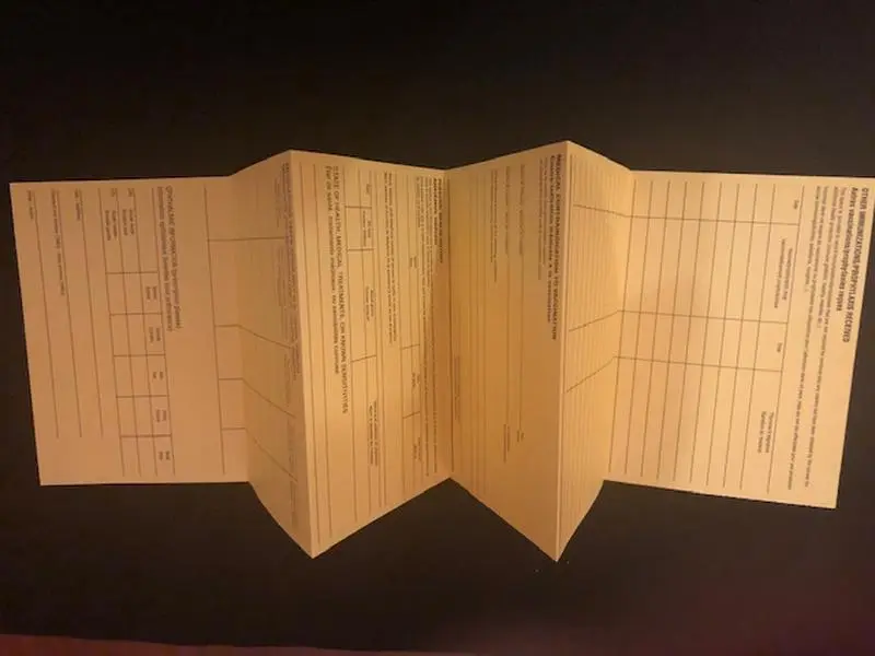 International Certificate of Vaccination with Vinyl Cover